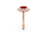 Rose gold Oval Cut Cut Diamond Floral Halo Pave Band with Prong Setting_2