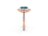 Rose gold Oval Cut Cut Diamond Floral Halo Pave Band with Prong Setting_2