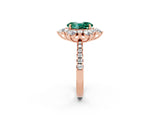 Rose gold Oval Cut Cut Diamond Floral Halo Pave Band with Prong Setting_2