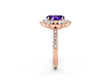 Rose gold Oval Cut Cut Diamond Floral Halo Pave Band with Prong Setting_2