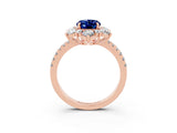 Rose gold Oval Cut Cut Diamond Floral Halo Pave Band with Prong Setting_3
