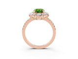 Rose gold Oval Cut Cut Diamond Floral Halo Pave Band with Prong Setting_3