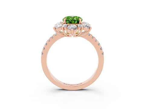 Rose gold Oval Cut Cut Diamond Floral Halo Pave Band with Prong Setting_3