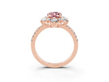 Rose gold Oval Cut Cut Diamond Floral Halo Pave Band with Prong Setting_3