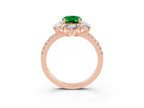 Rose gold Oval Cut Cut Diamond Floral Halo Pave Band with Prong Setting_3