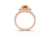 Rose gold Oval Cut Cut Diamond Floral Halo Pave Band with Prong Setting_3