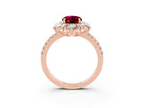 Rose gold Oval Cut Cut Diamond Floral Halo Pave Band with Prong Setting_3