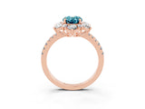 Rose gold Oval Cut Cut Diamond Floral Halo Pave Band with Prong Setting_3