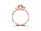 Rose gold Oval Cut Cut Diamond Floral Halo Pave Band with Prong Setting_3
