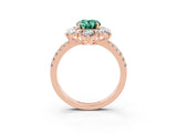 Rose gold Oval Cut Cut Diamond Floral Halo Pave Band with Prong Setting_3