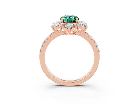 Rose gold Oval Cut Cut Diamond Floral Halo Pave Band with Prong Setting_3