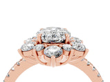 Rose gold Oval Cut Cut Diamond Floral Halo Pave Band with Prong Setting_4