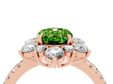 Rose gold Oval Cut Cut Diamond Floral Halo Pave Band with Prong Setting_4
