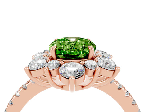 Rose gold Oval Cut Cut Diamond Floral Halo Pave Band with Prong Setting_4