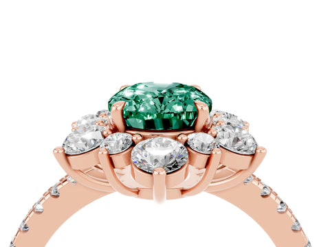 Rose gold Oval Cut Cut Diamond Floral Halo Pave Band with Prong Setting_4