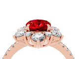 Rose gold Oval Cut Cut Diamond Floral Halo Pave Band with Prong Setting_4