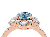 Rose gold Oval Cut Cut Diamond Floral Halo Pave Band with Prong Setting_4