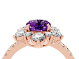 Rose gold Oval Cut Cut Diamond Floral Halo Pave Band with Prong Setting_4