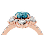 Rose gold Oval Cut Cut Diamond Floral Halo Pave Band with Prong Setting_4