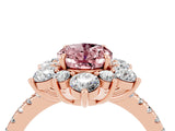 Rose gold Oval Cut Cut Diamond Floral Halo Pave Band with Prong Setting_4
