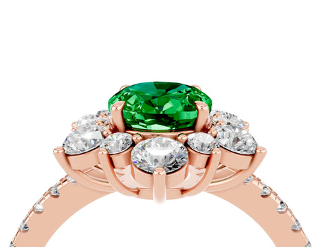Rose gold Oval Cut Cut Diamond Floral Halo Pave Band with Prong Setting_4