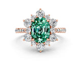 Rose gold Oval Cut Cut Diamond Floral Halo Pave Band with Prong Setting