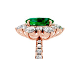 Rose gold Oval Cut Cut Diamond Floral Halo Pave Band with Prong Setting_5