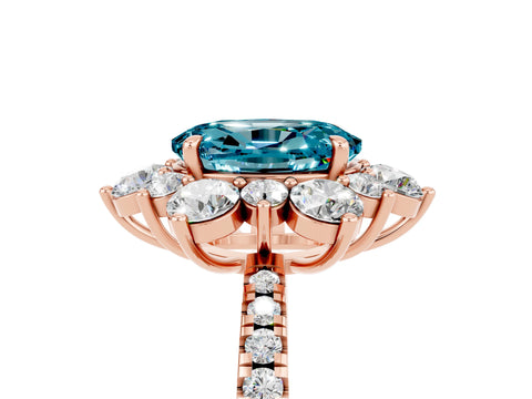 Rose gold Oval Cut Cut Diamond Floral Halo Pave Band with Prong Setting_5