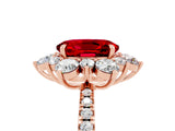 Rose gold Oval Cut Cut Diamond Floral Halo Pave Band with Prong Setting_5
