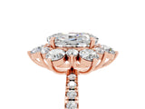 Rose gold Oval Cut Cut Diamond Floral Halo Pave Band with Prong Setting_5