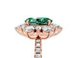 Rose gold Oval Cut Cut Diamond Floral Halo Pave Band with Prong Setting_5