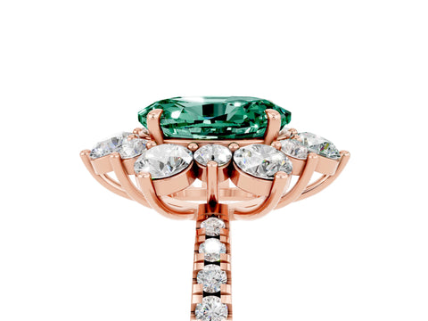 Rose gold Oval Cut Cut Diamond Floral Halo Pave Band with Prong Setting_5