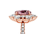 Rose gold Oval Cut Cut Diamond Floral Halo Pave Band with Prong Setting_5