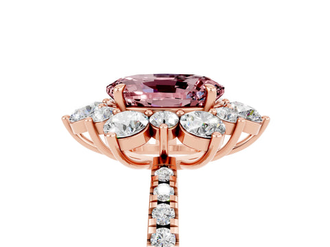 Rose gold Oval Cut Cut Diamond Floral Halo Pave Band with Prong Setting_5