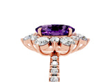Rose gold Oval Cut Cut Diamond Floral Halo Pave Band with Prong Setting_5