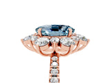 Rose gold Oval Cut Cut Diamond Floral Halo Pave Band with Prong Setting_5