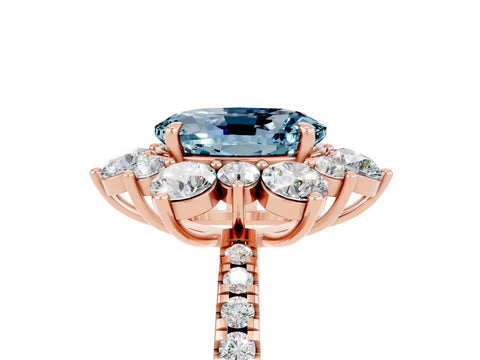 Rose gold Oval Cut Cut Diamond Floral Halo Pave Band with Prong Setting_5