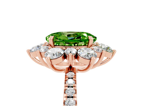 Rose gold Oval Cut Cut Diamond Floral Halo Pave Band with Prong Setting_5