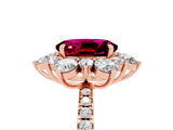 Rose gold Oval Cut Cut Diamond Floral Halo Pave Band with Prong Setting_5