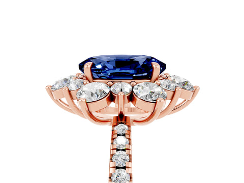 Rose gold Oval Cut Cut Diamond Floral Halo Pave Band with Prong Setting_5