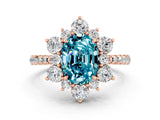 Rose gold Oval Cut Cut Diamond Floral Halo Pave Band with Prong Setting