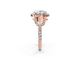 Rose gold Oval Cut Cut Diamond Halo Engagement Ring with Open Split Pavé Band_11