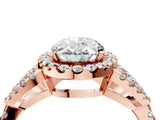 Rose gold Oval Cut Cut Diamond Halo Engagement Ring with Open Split Pavé Band_13