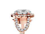 Rose gold Oval Cut Cut Diamond Halo Engagement Ring with Open Split Pavé Band_14