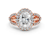 Rose gold Oval Cut Cut Diamond Halo Engagement Ring with Open Split Pavé Band_9