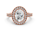 Rose gold Oval Cut-Cut Diamond Halo Engagement Ring with Pave Band and Prong Setting_9