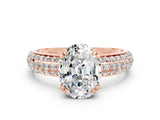 Rose gold Oval Cut Cut Diamond Milgrain Marquise Band with Prong Setting