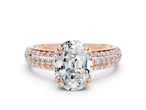 Rose gold Oval Cut Cut Diamond Milgrain Marquise Band with Prong Setting