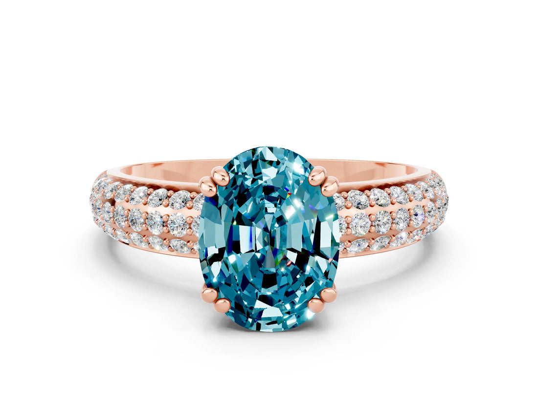 Rose gold Oval Cut Cut Diamond Milgrain Marquise Band with Prong Setting