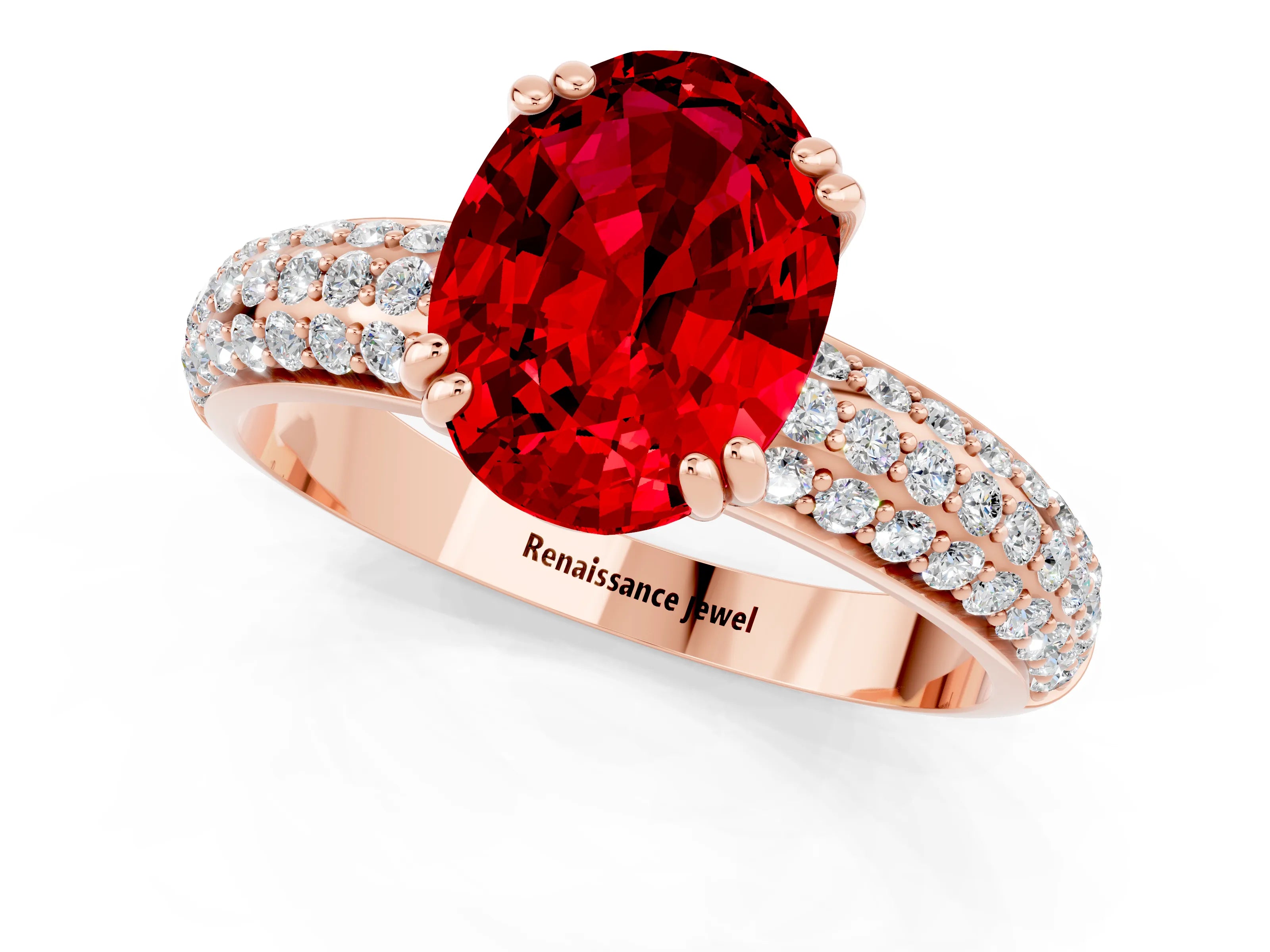 Rose gold Oval Cut Cut Diamond Milgrain Marquise Band with Prong Setting_1